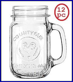 Case of 12 Libbey County Fair Old Fashion Mason 16 oz Drinking Jar w Handle Mug