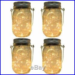 Chbkt 4-Pack Solar-Powered Mason Jar Lights (Mason Jar / Handle Included), 20 Bul