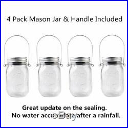 Chbkt 4-Pack Solar-Powered Mason Jar Lights (Mason Jar / Handle Included), 20 Bul