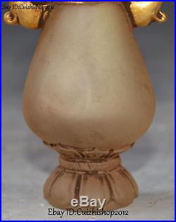 Chinese Gaze Glass Gild Phoenix Phenix Bird Handle Bottle Vase Jar Pot Statue