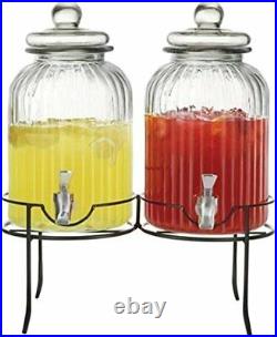 Circleware Sun Tea Mason Jar Double Glass Beverage Dispensers with Metal Stan
