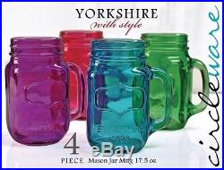 Circleware Yorkshire with Style Glass Handled Mason Jar Mugs Set of 4 Je
