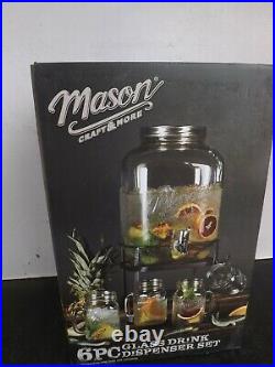 Classic 6 Piece Mason Jar Drink Dispenser Set New, Unopened Box. Free Shipping