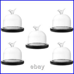 Clear Glass Dome Cloche with Base Tray Bird Handle Cloche Bell Jar Cupcake