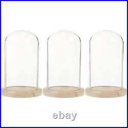 Clear Glass Dome Cloche with Rustic Wooden Base Tay Handle Cloche Bell Jar Cake
