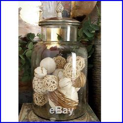 Clear Glass Jar with Silver Aluminum Lid, Decorative Storage, Pine Cone Handle