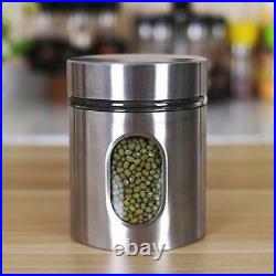 Clear Glass Steel Window Jars for Kitchen Storage Food Spices Canister Set 700