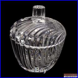 Clear Lead Crystal Sea Shell Shaped Candy Jar withHandle Vertical Line Design