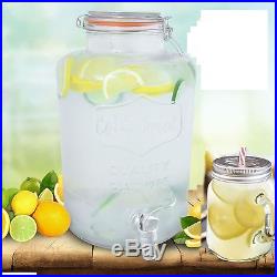 Clip Top Dispenser Drink Water Juice Punch Cocktail Tap Handled Glass Mugs Jar