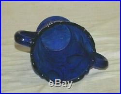 Cobalt Blue Inverted Strawberry by Cambridge EAPG Two Handled Celery Jar or Vase