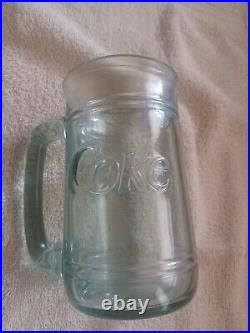 Coca-Cola Clear Green Glasses Freezer Mug/Jar with Handle. Total Of 8 Glasses