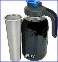 Cold Brew Mason Jar Coffee Maker With Flip Cap Handle Lid Stainless Steel Filter
