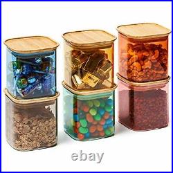 Colorful Stackable Square Glass Jar Set, Air Tight Canister Kitchen Food