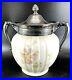Consolidated Glass Silver Plate Handled Biscuit Jar Paris Pattern Decorated