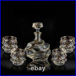 Crystal Red Wine Glass Bottle With 4 Cups Decanter Whiskey Liqour Pourer Jar Jug