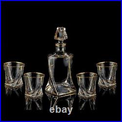 Crystal Red Wine Glass Bottle With 4 Cups Decanter Whiskey Liqour Pourer Jar Jug