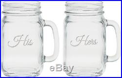 Culver 2-Piece Etched His and Hers Handle Jar Set 16-Ounce