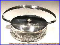 Cut Glass Oval Biscuit Cracker Jar SILVERPLATED Top WMF Mark