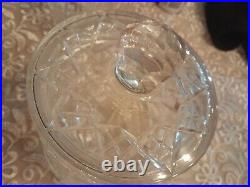 Czech Hand Cut Glass Crystal Candy Jar Has Matching Lid. Very Old Still Perfect
