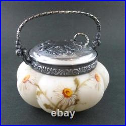 DAISIES Antique SWEETMEAT Jar, fancy Lid Mt. Washington / signed SMITH Bros