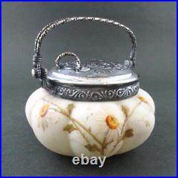 DAISIES Antique SWEETMEAT Jar, fancy Lid Mt. Washington / signed SMITH Bros