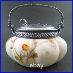 DAISIES Antique SWEETMEAT Jar, fancy Lid Mt. Washington / signed SMITH Bros