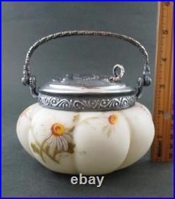 DAISIES Antique SWEETMEAT Jar, fancy Lid Mt. Washington / signed SMITH Bros