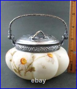 DAISIES Antique SWEETMEAT Jar, fancy Lid Mt. Washington / signed SMITH Bros