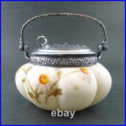 DAISIES Antique SWEETMEAT Jar, fancy Lid Mt. Washington / signed SMITH Bros