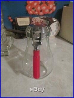 DRIPCUT 4A GLASS Jar SYRUP DISPENSER Red Bakelite Handle