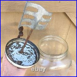 Daisy Churn 20b Antique Pattern Glass Jar Aluminum Metal Paddles Cast Iron Crank