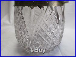 Davidson William & Mary Pattern Glass Crystal Biscuit Jar Metal Handle & Lid