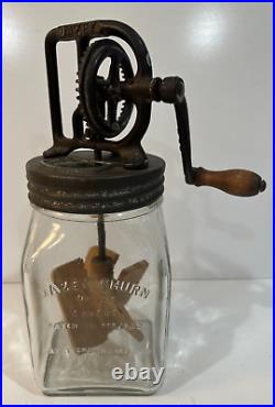 Dazey No. 20 Glass Butter Churn 12 Tall 5 Square Patent Feb 1922 Missing Plate