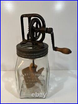 Dazey No. 20 Glass Butter Churn 12 Tall 5 Square Patent Feb 1922 Missing Plate