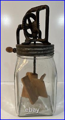 Dazey No. 20 Glass Butter Churn 12 Tall 5 Square Patent Feb 1922 Missing Plate