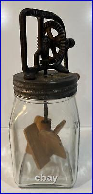 Dazey No. 20 Glass Butter Churn 12 Tall 5 Square Patent Feb 1922 Missing Plate