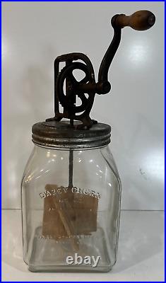 Dazey No. 40 Glass Butter Churn 14 Tall 6 Square Patent Feb 1922