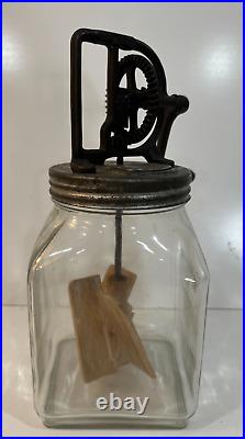 Dazey No. 40 Glass Butter Churn 14 Tall 6 Square Patent Feb 1922