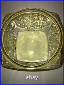Depression glass cookie jar amber Madrid federal glass 1930s