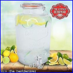 Dispenser Drink Water Cocktail Tap Handled Juice Punch Party Glass Mugs Jar Home