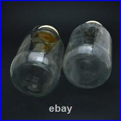 Duraglas collectible antique pair glass jar with metal lid and handle 1/2 gal -e