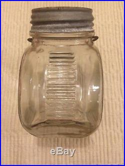 EARLY GLASS TILTING COUNTER JAR BAIL HANDLE OWENS-ILLINOIS Pat. Applied For 12