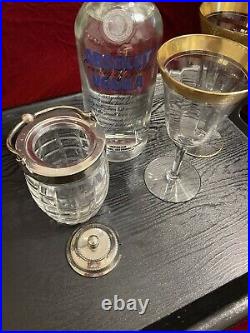 ENGLISH BARREL STYLE OLIVE SERVING CONDIMENT or HONEY POT, JAM JAR ETCHED GLASS