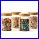 EZOWare 4 Piece Glass Airtight Jars Storage Canister Container Set with Bamboo