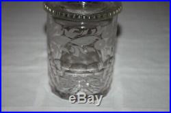 Early Cut And Etched Marmalade Jam Jar With Etched Glass LID And Metal Handle