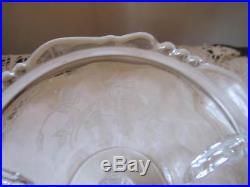 Echted ROSES Seahorse Handles Covered Footed Candy Jar Elegant Etched Glass