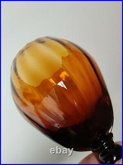 Empoli Amber Art Glass Candy Dish Apothecary Jar Optical Circus Tent 13 Fab MCM