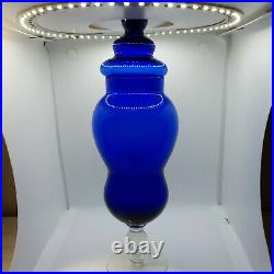 Empoli Blown Art Glass Apothecary Candy Jar Lidded Cobalt Blue Glass 13
