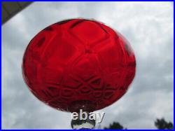 Empoli Italian Glass 12.5 t RUBY RED Apothecary Covered Candy Jar Circus Tent