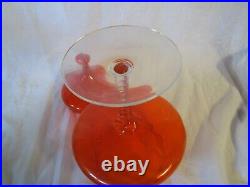 Empoli Italian Glass 14 TALL ORANGE Apothecary Covered Candy Jar Circus Tent